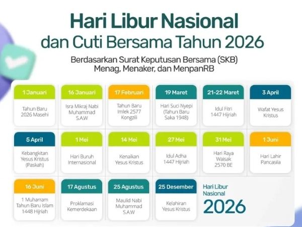 Pemprov Riau Resmi Tetapkan 16 Hari Libur Nasional dan 6 Cuti Bersama 2026