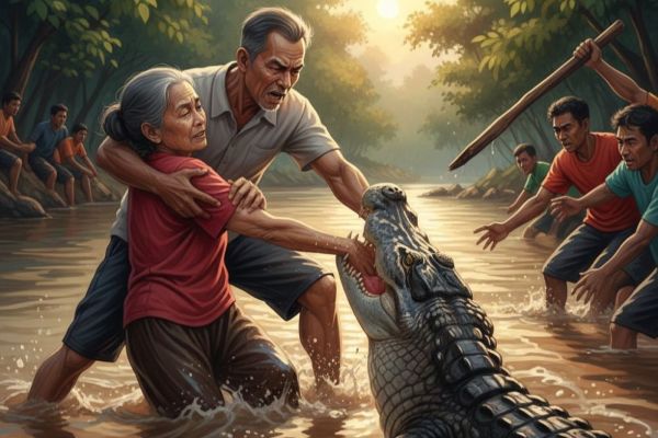 Buaya Terkam Nenek 65 Tahun di Inhil, Korban Alami Patah Tulang