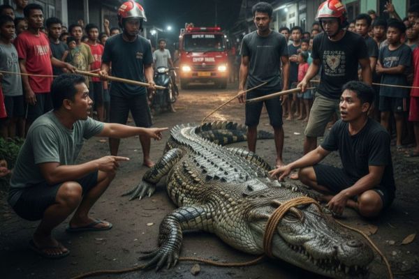 Buaya 2,2 Meter Muncul di Permukiman Warga Inhil, Ini Kronologinya